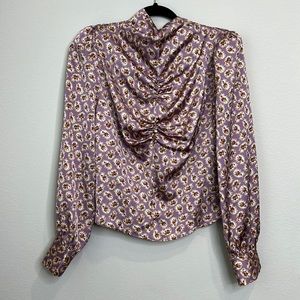 ZARA LONG SLEEVE FLORAL PURPLE TOP